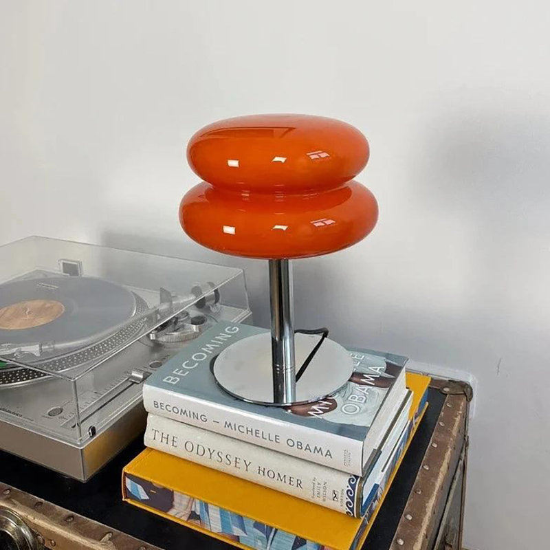Retro 70S Table Lamp With Orange Glass Shade & Chrome Base – Vintage-Inspired Home Décor Accent