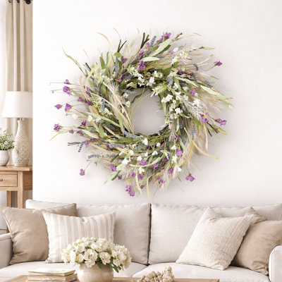 24" Handcrafted Lavender Wildflower Wreath