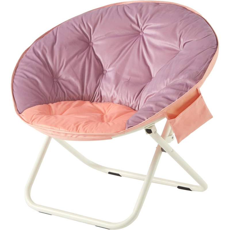 Colorblock Micromink Saucer Chair With White Legs, Purple/Pink