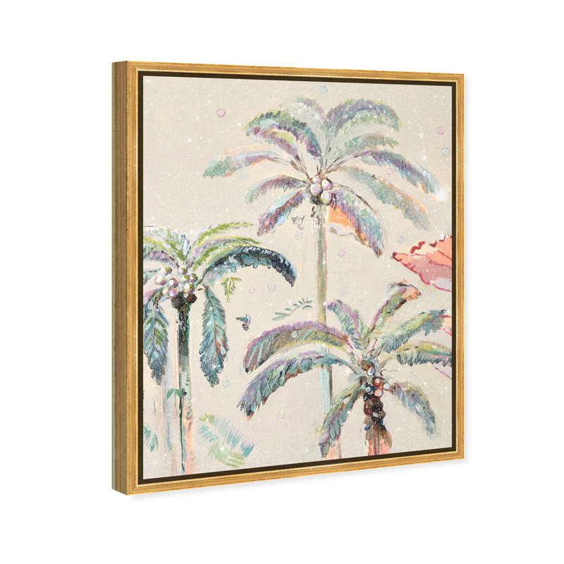 Oliver Gal Michaela Nessim - Inevitable Joy Noon I Floral and Botanical - Diamond Dust Framed Canvas Art, 31" H x 25" W, Gold