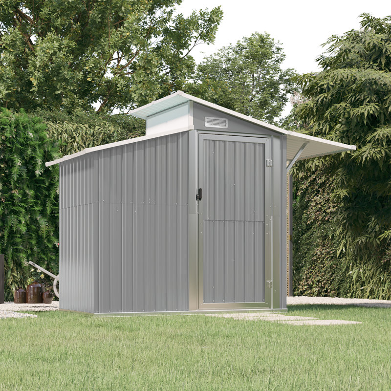 vidaXL Garden Shed Galvanized steel, PC board Large Garden Shed, Gray