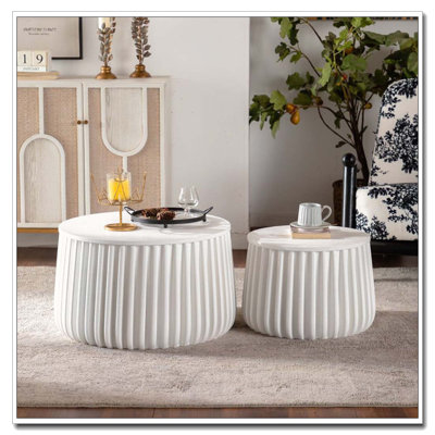 Ensemble de tables de rangement rondes blanches