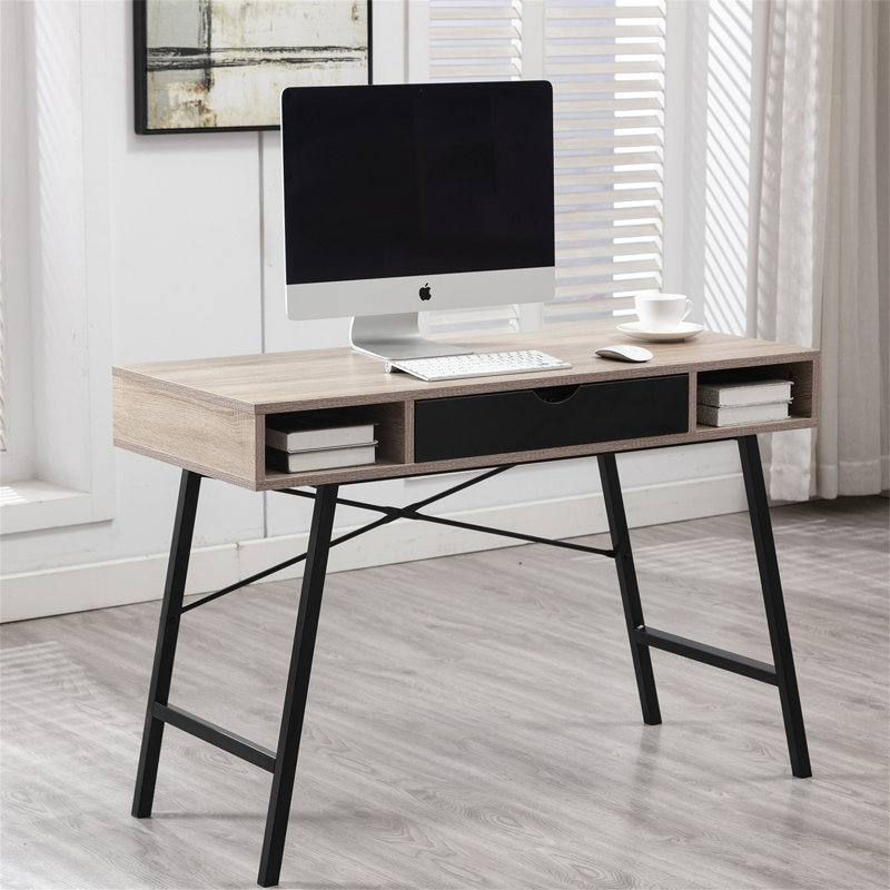 Bureau de jeu réversible avec huche Mccune, Noyer / Noir, H 30 po x l 19 po x P 43,3 po