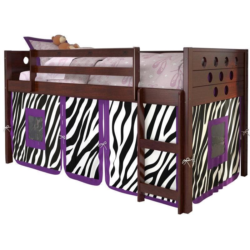 Sote Twin Solid Wood Platform Loft Bed by Harriet Bee, Zebra, White