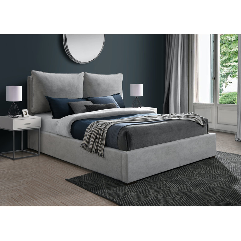 Misha Fabric Bed, Queen, Grey Polyester Fabric