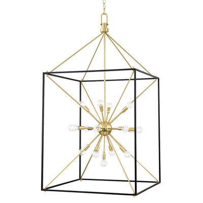 Lustre 25 lumières Glendale, laiton vieilli / finition noire