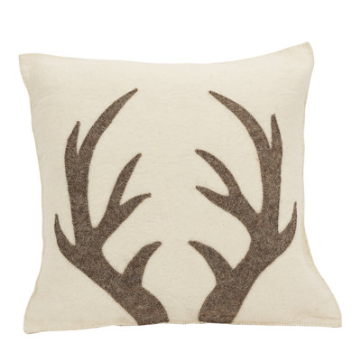 Hand Felted Wool Pillow - Antlers - 20"