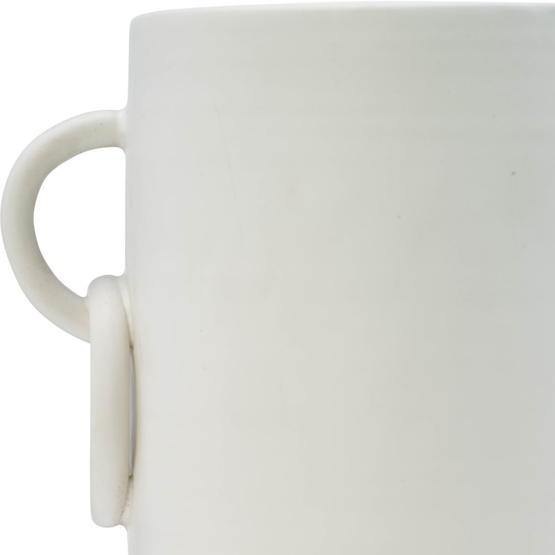 White Ceramic Vase with Handles, 13" H x 9" W x 6" D