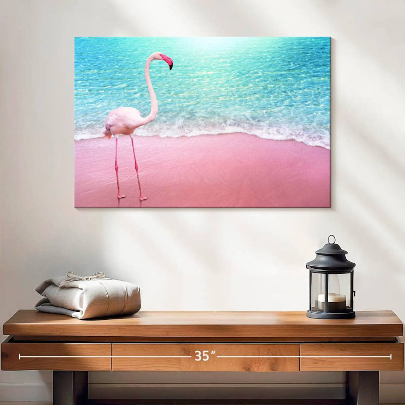 Flamant rose plage Brampt, H 16 po x l 24 po