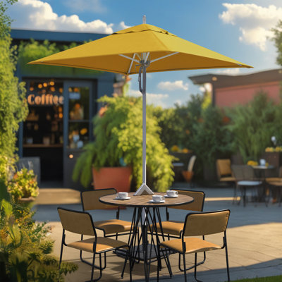 Parasol de patio en aluminium blanc 6 pi