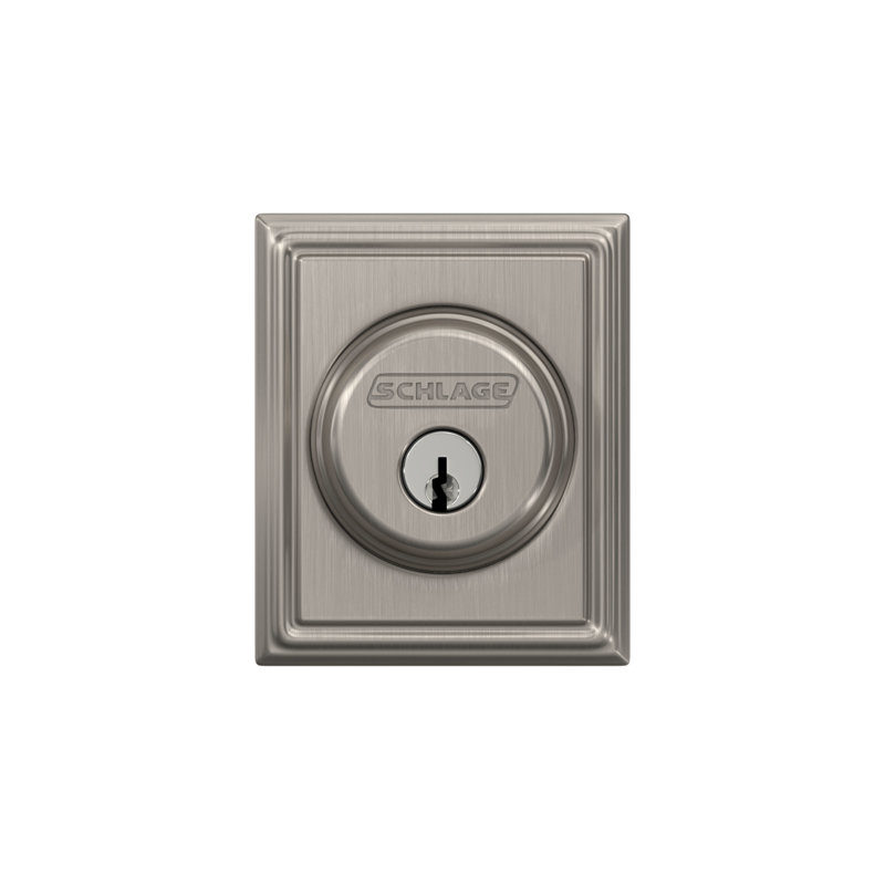 Single Cylinder Deadbolt with Addison Trim, Satin Nickel
