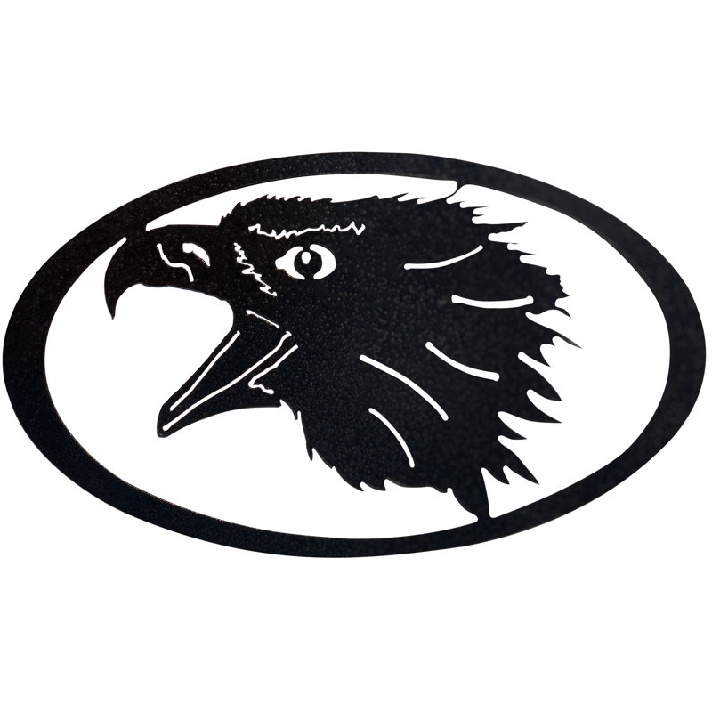 Brakebee Marketplace Modern Black Steel Eagle Head Oval Wall Art, Black