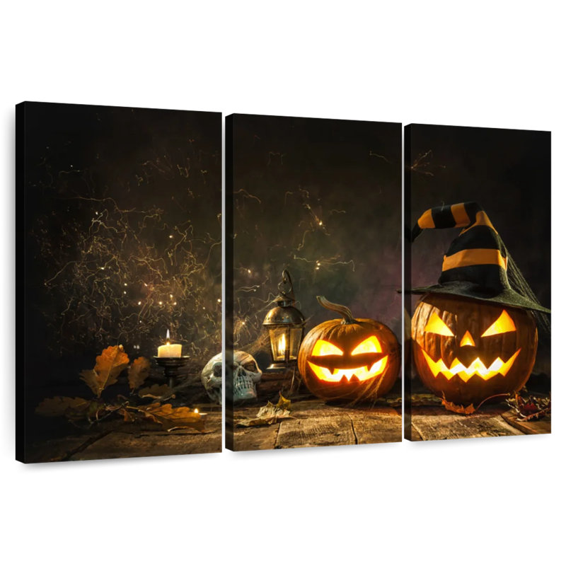 Citrouilles sculptées d'Halloween Lelend, H 42 po x l 65 po
