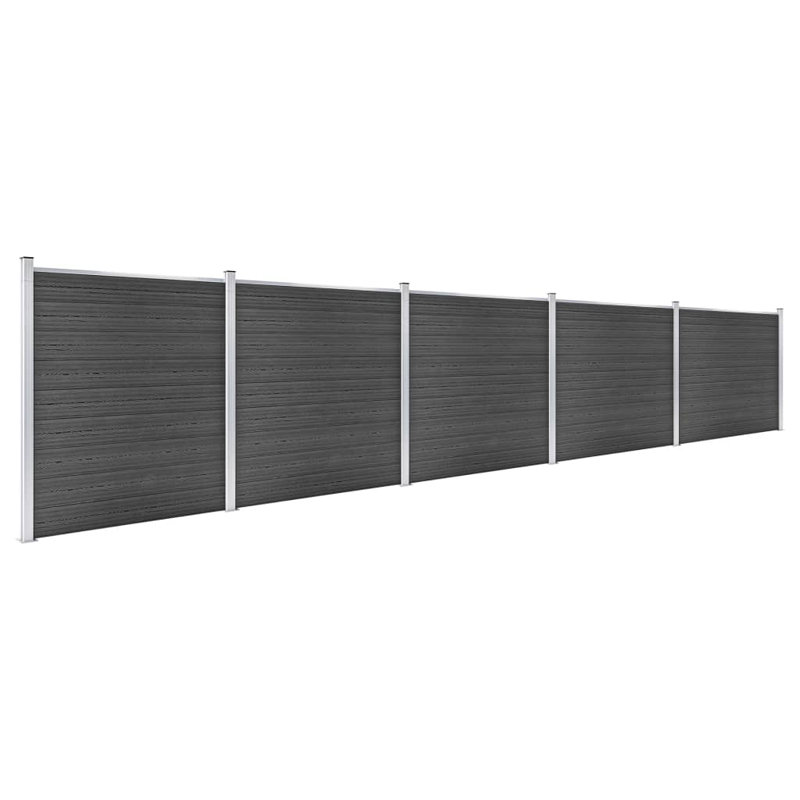 Medan 472.44cm H x 872cm W Black Composite Fence Panels Included