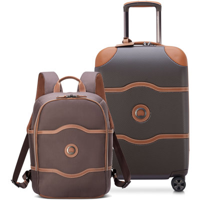Delsey Chatelet Air 2.0 2-Piece Carry-On Luggage & Travel Backpack Set in Chocolate