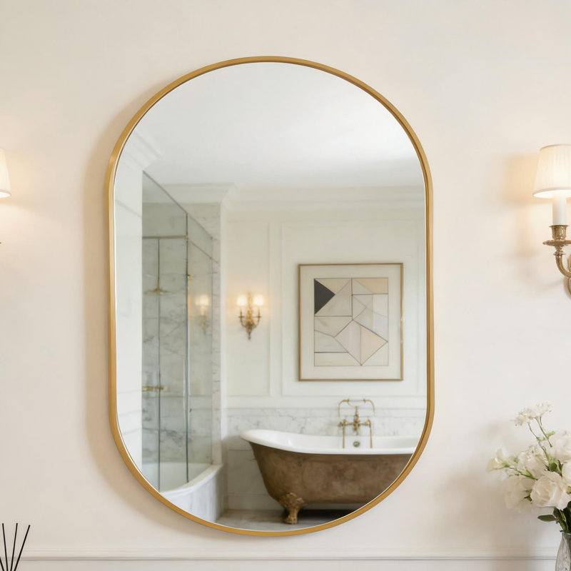 Miroir de salle de bain Onshuntay, 28 po x 20 po, Or