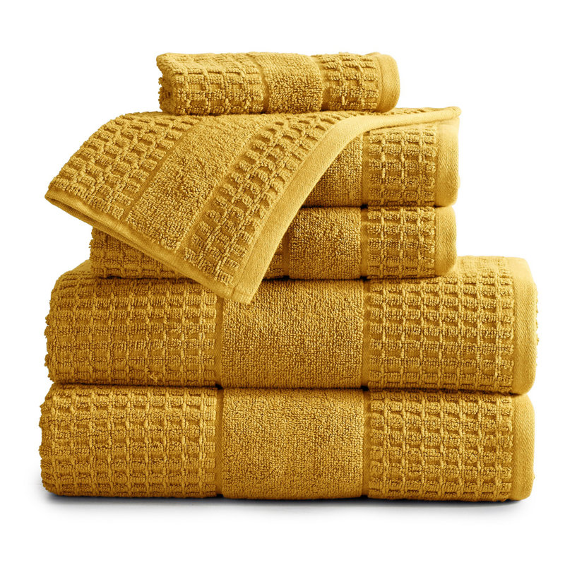 Aneko 100% Cotton Midweight Waffle Mulit-Size Set, Mustard Yellow