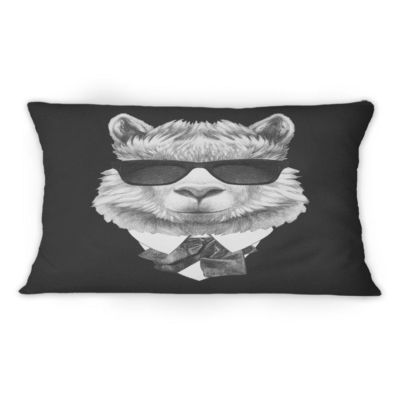 Portrait d'un lama en costume - coussin décoratif traditionnel imprimé