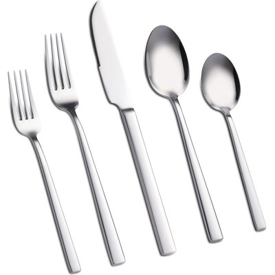 Stainless Steel Flatware Set, 40-Piece Polished Utensils For 8, Dishwasher Safe Cutlery Set For Home Kitchen