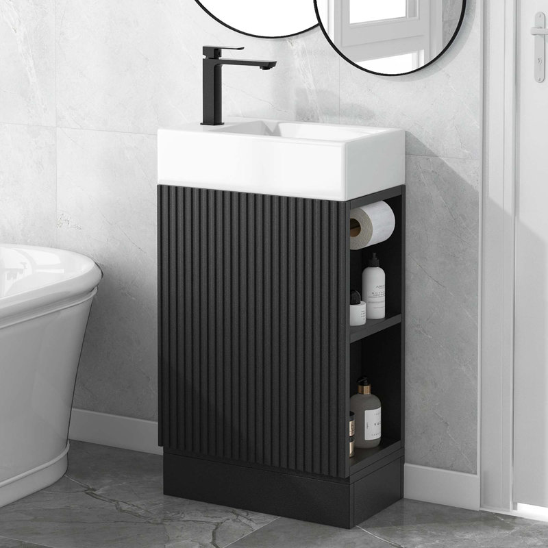 18.6" Bathroom Vanity With Sink, Black