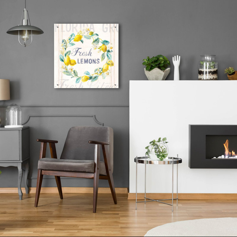 «Floursack Lemon 5 Bright» par Danhui Nai, art mural en verre acrylique, H 24 po x l 24 po x P 0,2 po