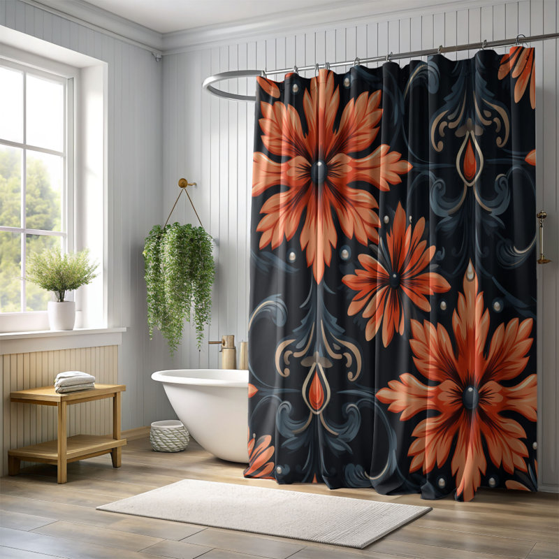 Baroque Patterns - Rideau de douche standard 1 pièce, H 74 po x l 35 po