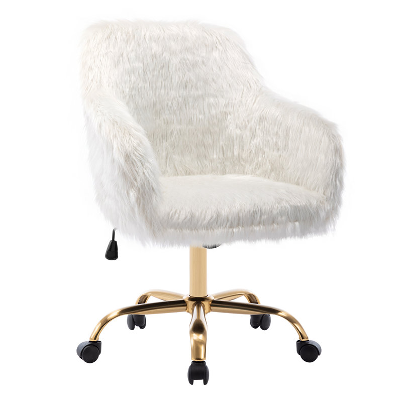 Chaise de travail Munsell, Blanc, Or
