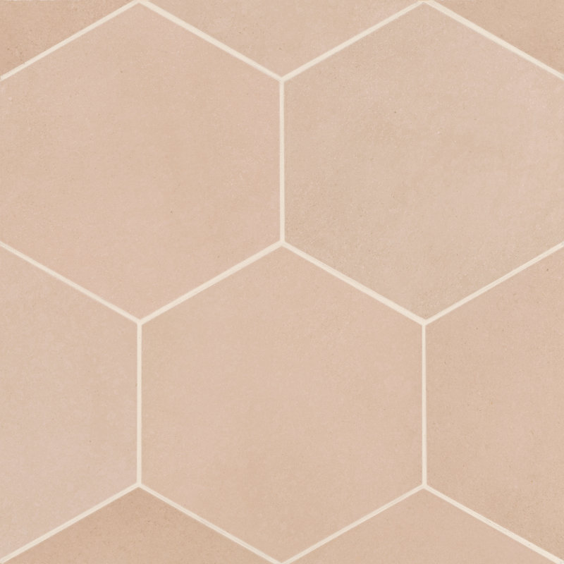 Makoto 18 Pieces - Matte Hexagon Porcelain Tile, Momoiro Blush