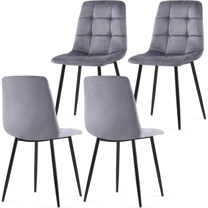 Upholstered Velvet Dining Chairs Set Of 4, Gray, 4