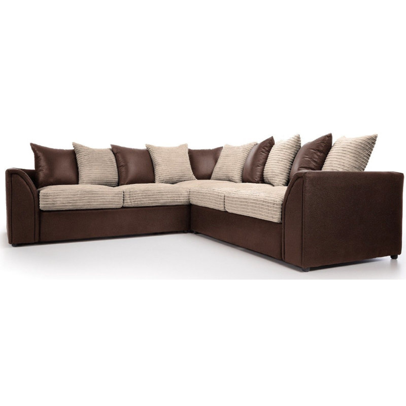Bellaire 5 Seater Corduroy Corner Sectional, Brown