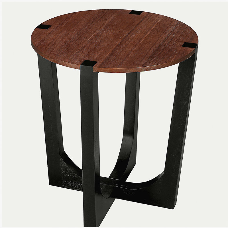 Table d'appoint en bois massif ACACIA, brun et noir