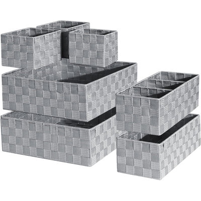 7-pack Gray Woven Drawer & Shelf Organizer Baskets
