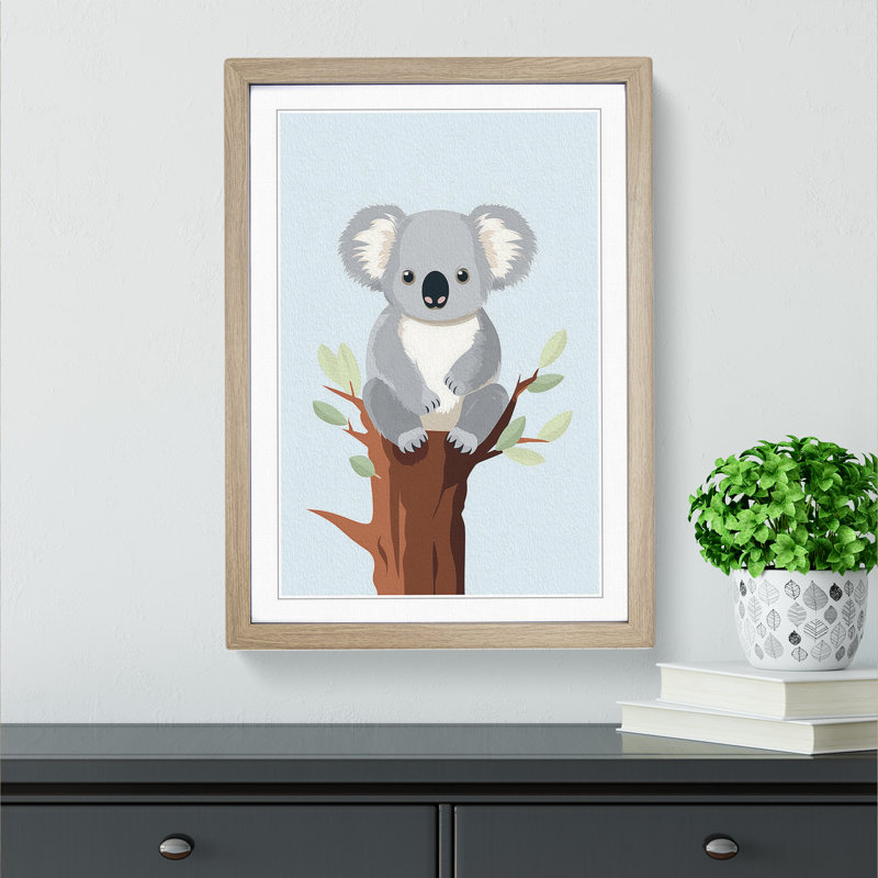 Koala Bear Minimalism No.2 - Framed Print, Oak , 34cm H x 25cm W x 2cm D