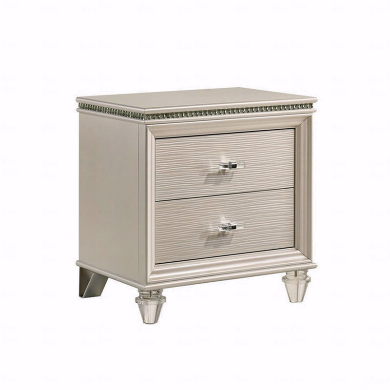 2-Drawers Bedroom Nightstand With Acrylic Legs