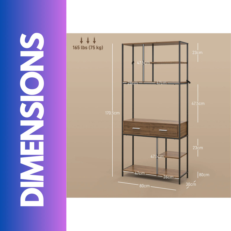 Andea 170.5cm H x 80cm W Bookcase