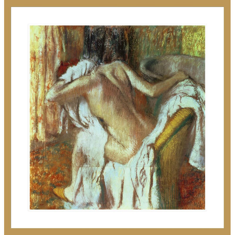 «Femme se séchant» par Edgar Degas, impression giclée sur cadre, H 34,78 po x l 33,5 po