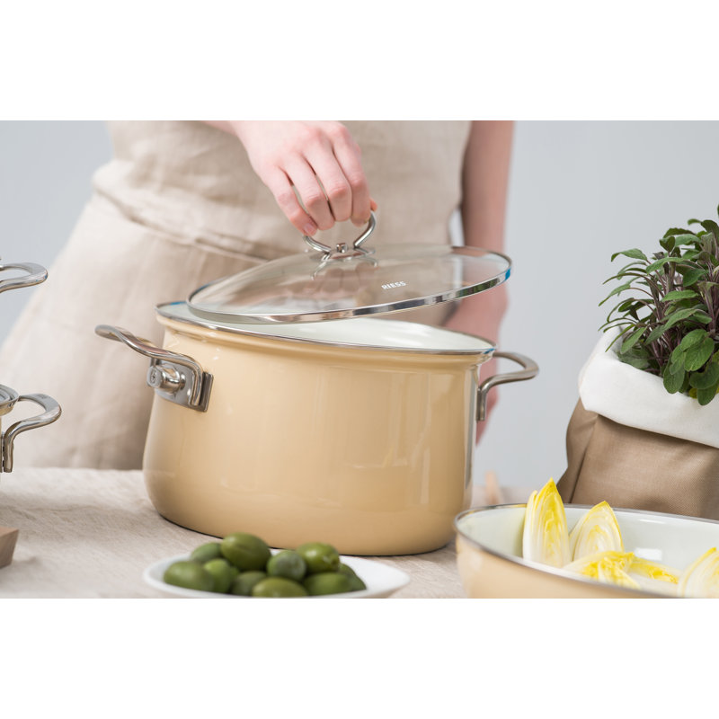 Riess Kelomat Avorio Non-Stick Stainless Steel Standard Pot, 16.5 cm H x 22 cm W x 28 cm D