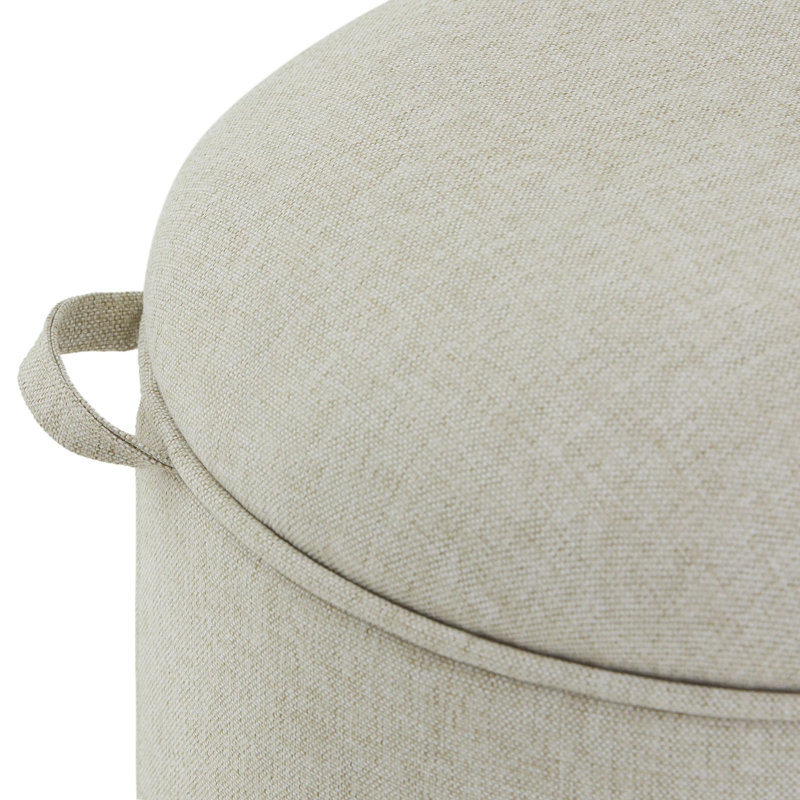 Frank Lloyd Wright Rockford Ottoman, Linen Beige, Natural Oak