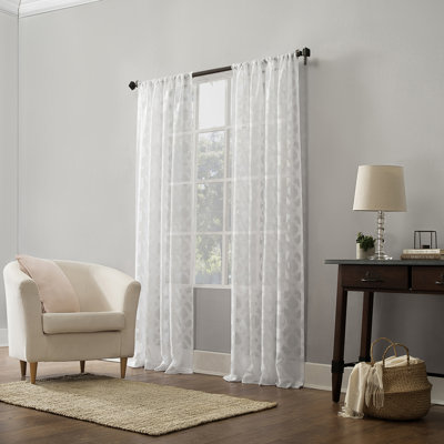 Panneau de rideau transparent en jacquard à motif de treillis avec passe-tringle Anuel