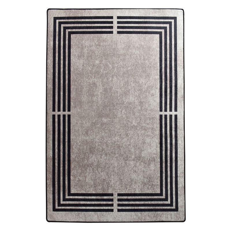 Premium Area Rug (5.2 x 7.5 ft), 100% Polyester, 0.2 in Pile Height | Antibacterial, Non-Slip Underside, Machine Washable | Elegant Design for Living Room & Bedroom Decor, Soft and Durable