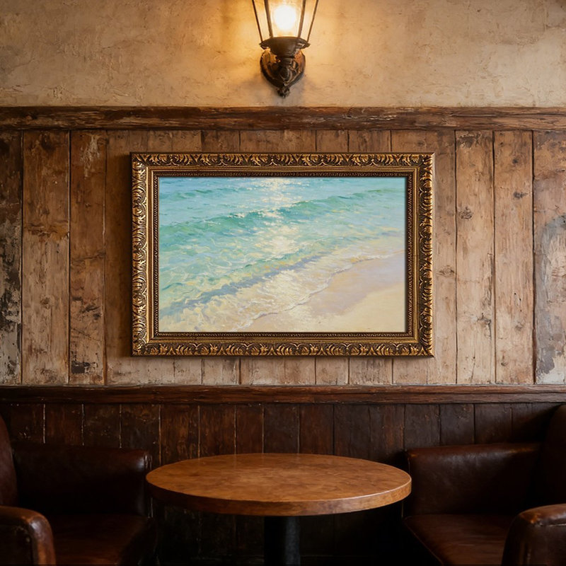 Cadre mural turquoise Turquoise Ocean Wave - cadre décoratif doré pour art., L 16 po x l 24 po