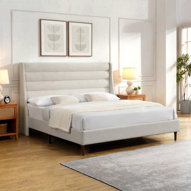 Lit plateforme tapissier avec vagues