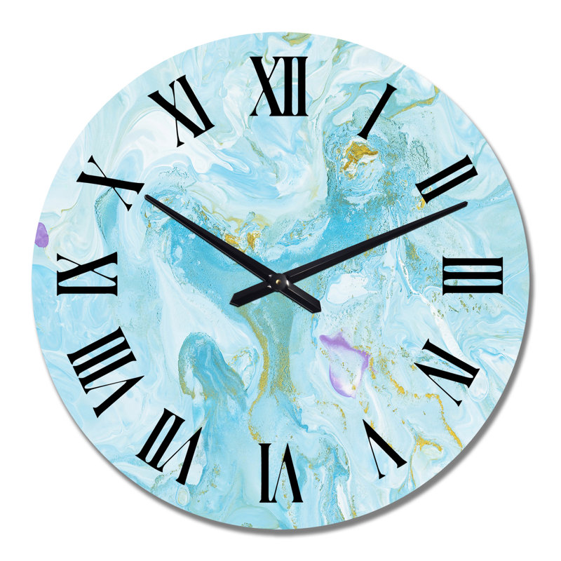 Horloge murale moderne Turquoise Marble, Surdimensionné
