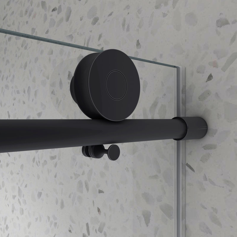6063 Matte Black Bath Shower Screen - , Soft Closing, 70Mm Stainless Steel Pulleys, Nano Cleaning Tempered Glass Door With One Fixed & Sliding Door, 304 Large Adjustable Mechanism, Easy Cleaning,