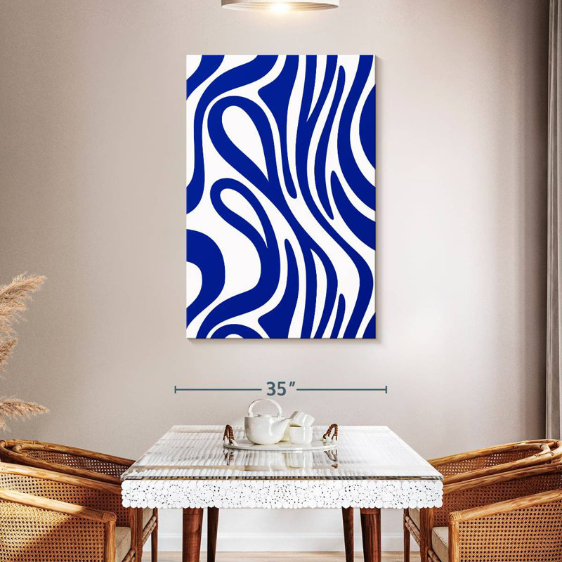 Avery Navy Blue Swirl Pattern, 48" H x 32" W