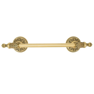 HAMPTON CRYSTALIZED 18" TOWEL BAR; DECORATED WITH LT SMOKED TOPAZ & LT COLORADO TOPAZ SWAROVSKI CRYSTALS; MUSEUM GOLD FINISH