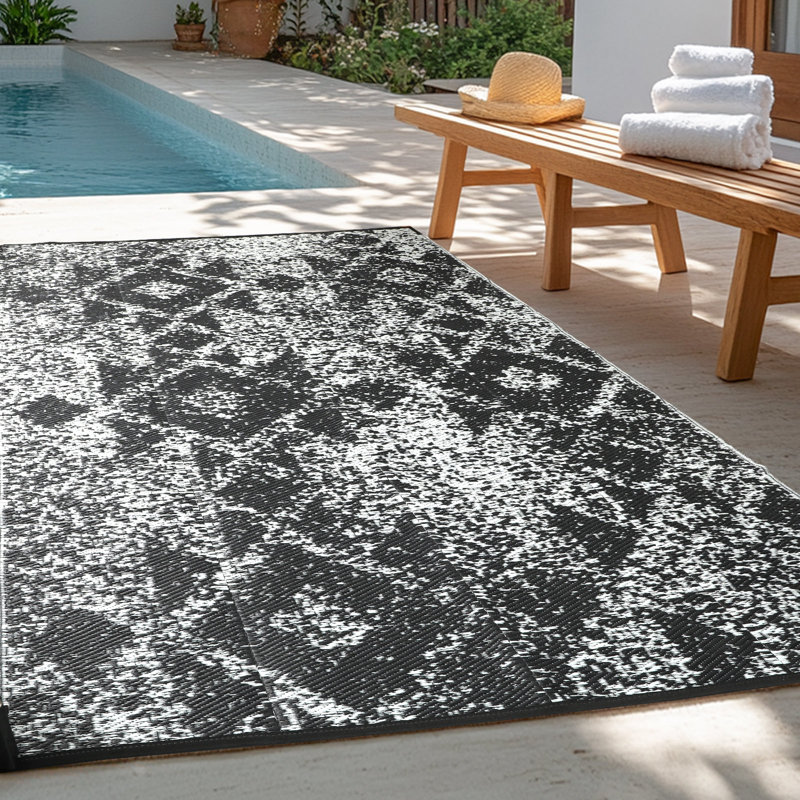Tapis d'extérieur gris Costa Rica, Rectangle 4pi x 6 pi