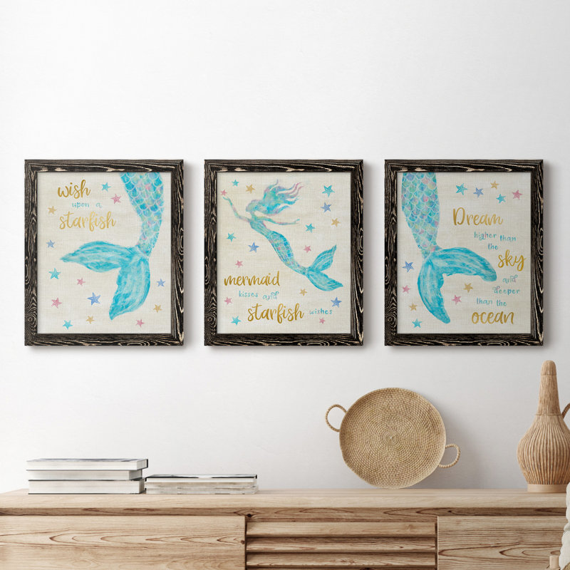 " Mermaid Dream " 3 - Pieces, Black, 31.5" H x 43.5" W x 1" D