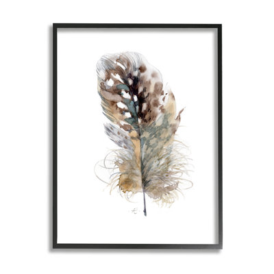 " Speckled Bird Feather Study Brown Animal Watercolor "