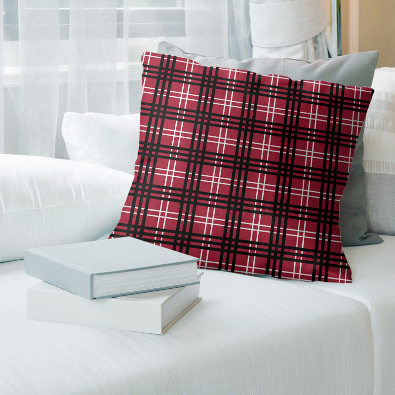 Coussin Los Angeles, 26 po x 26 po, Rouge / noir Atlanta, Housse de coussin seulement - sans coussin